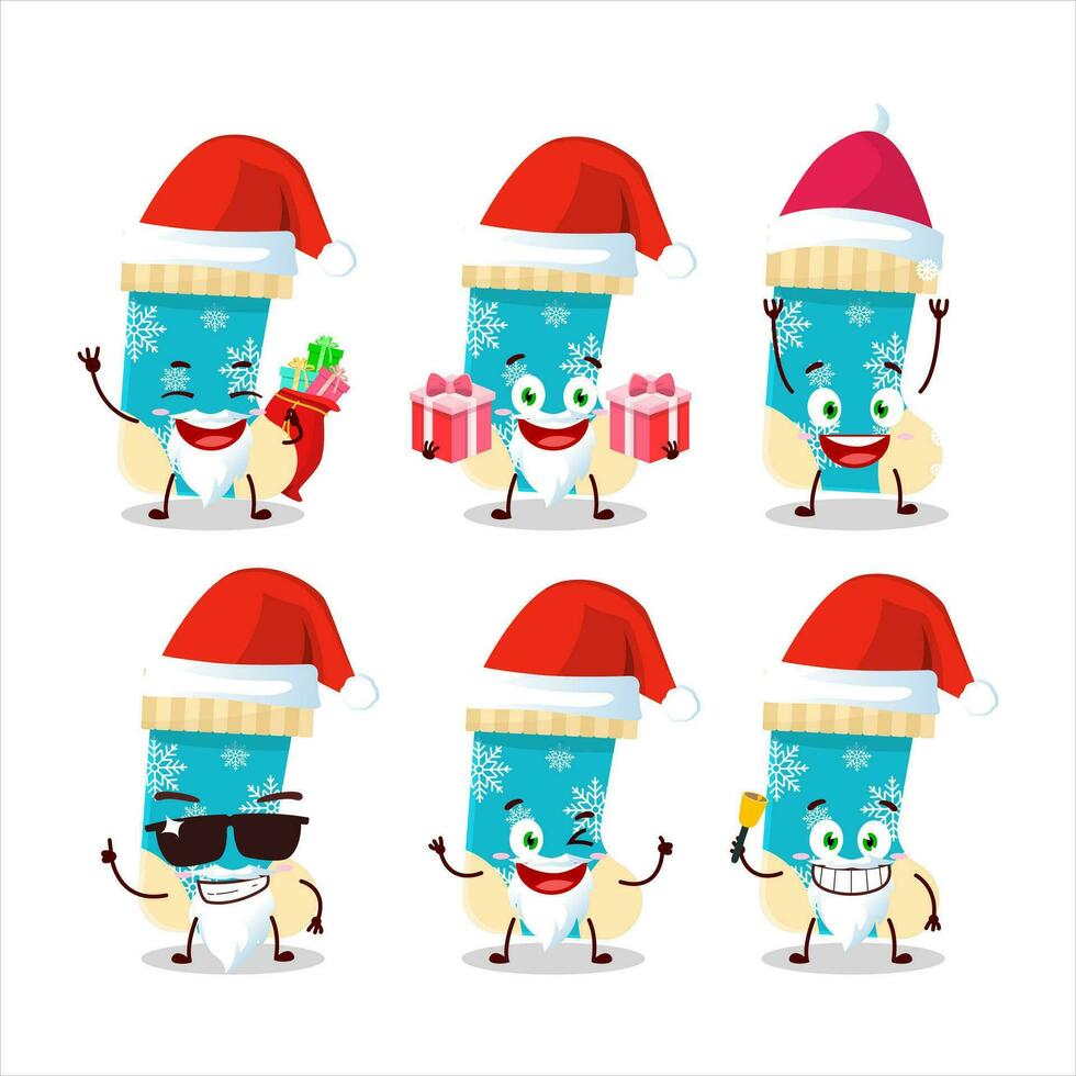 Santa Claus emoticon con blu Natale calzini cartone animato personaggio vettore