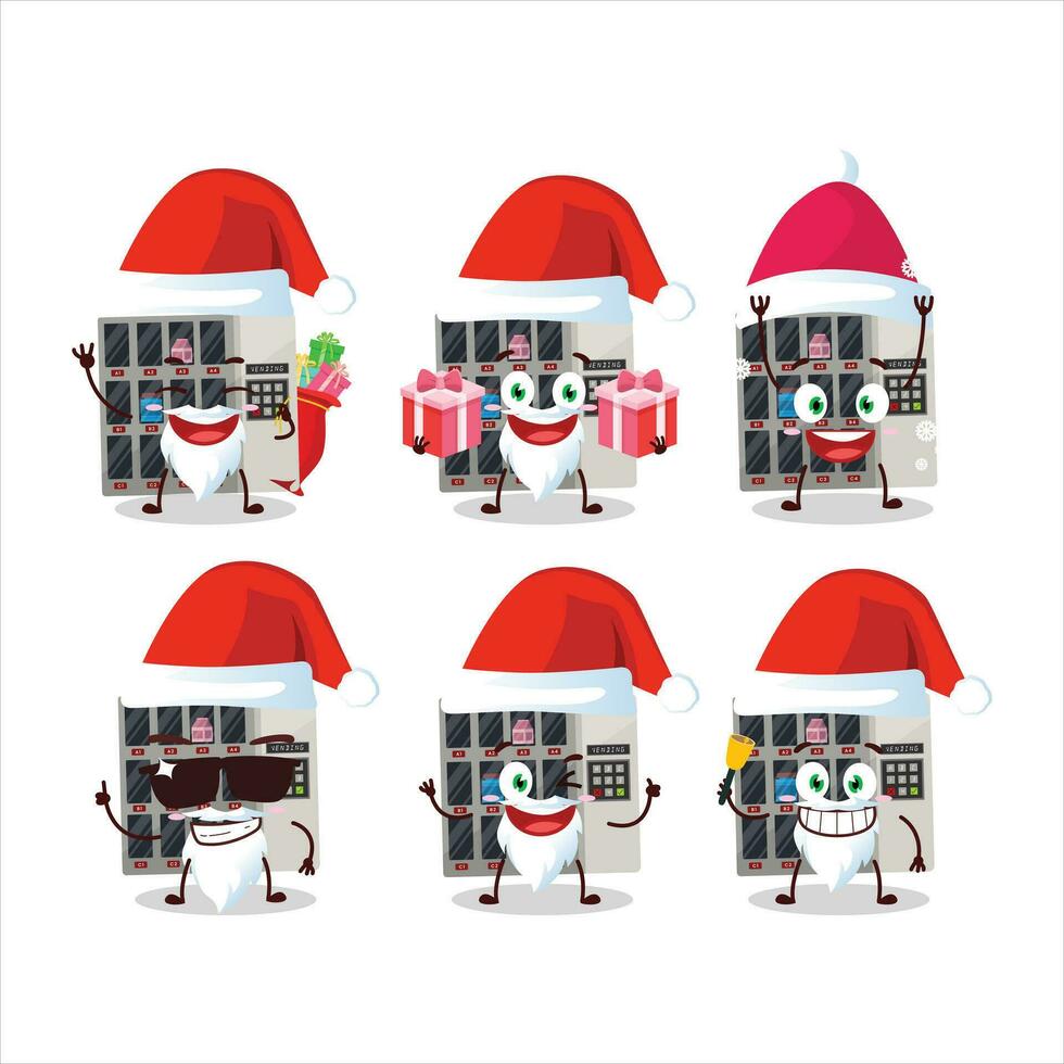 Santa Claus emoticon con vending macchina cartone animato personaggio vettore