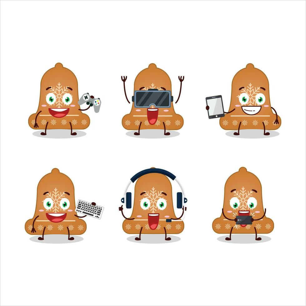 campana biscotto cartone animato personaggio siamo giocando Giochi con vario carino emoticon vettore