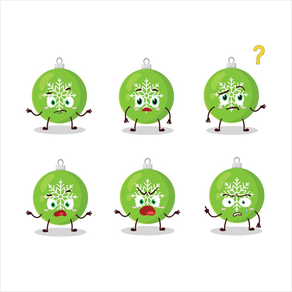 cartone animato personaggio di Natale palla verde con che cosa espressione vettore