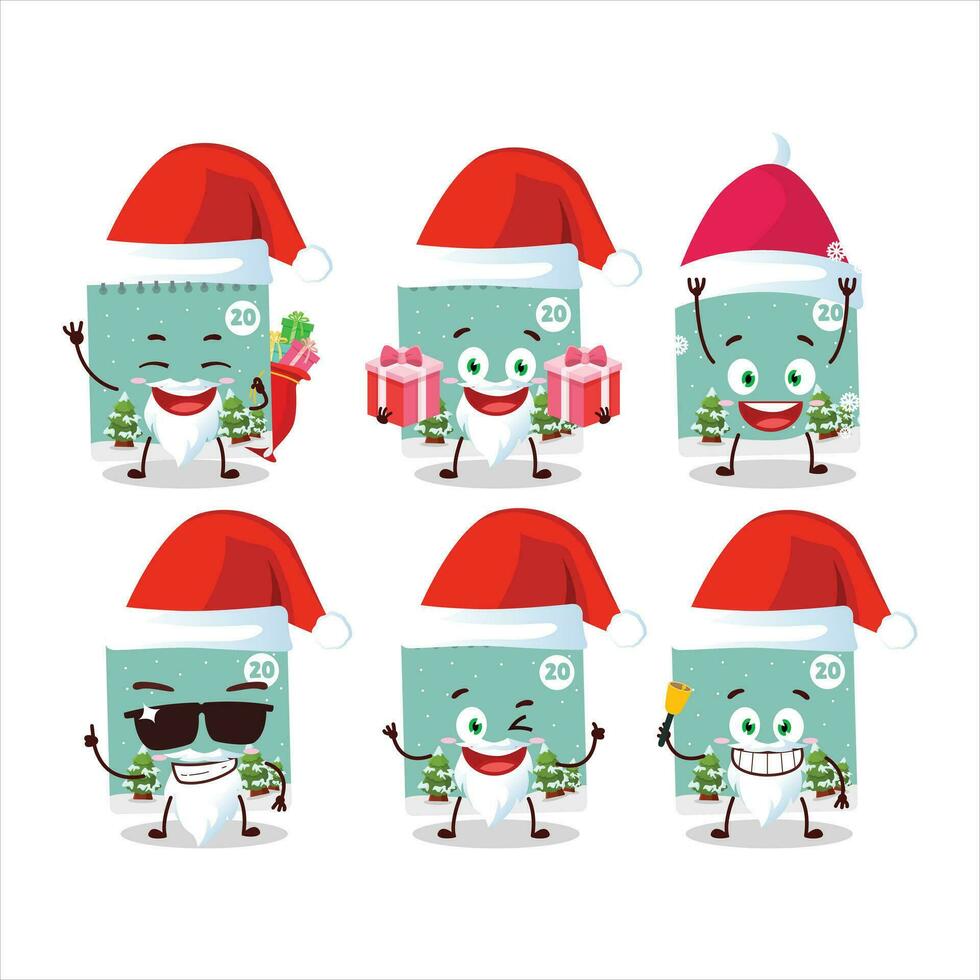 Santa Claus emoticon con 20 dicembre calendario cartone animato personaggio vettore