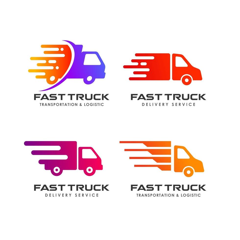 modello di progettazione di logo di corriere camion di consegna vettore