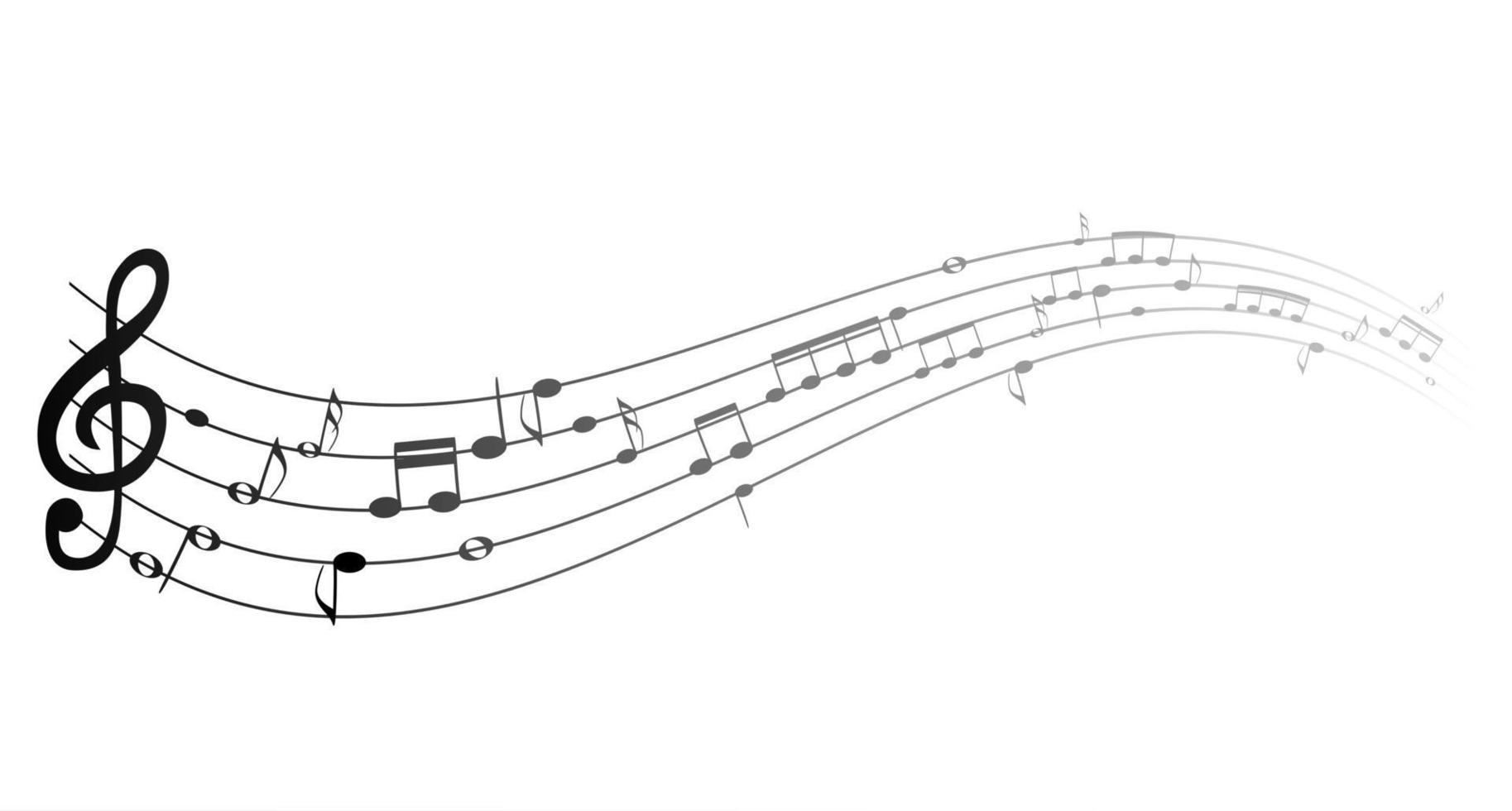 insieme di note musicali su notazione di orologio a cinque righe senza una chiave di violino caratteristica vettore