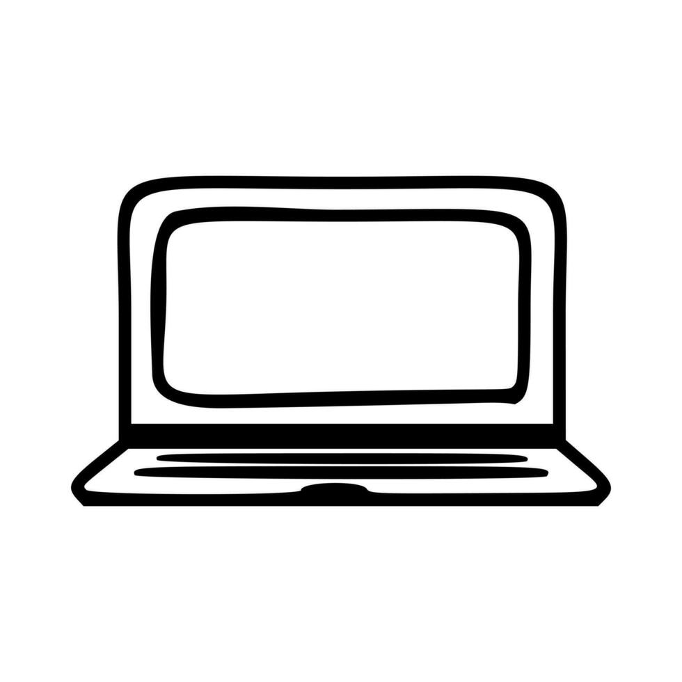 il computer portatile icona nero lineamenti isolato vettore illustrazione