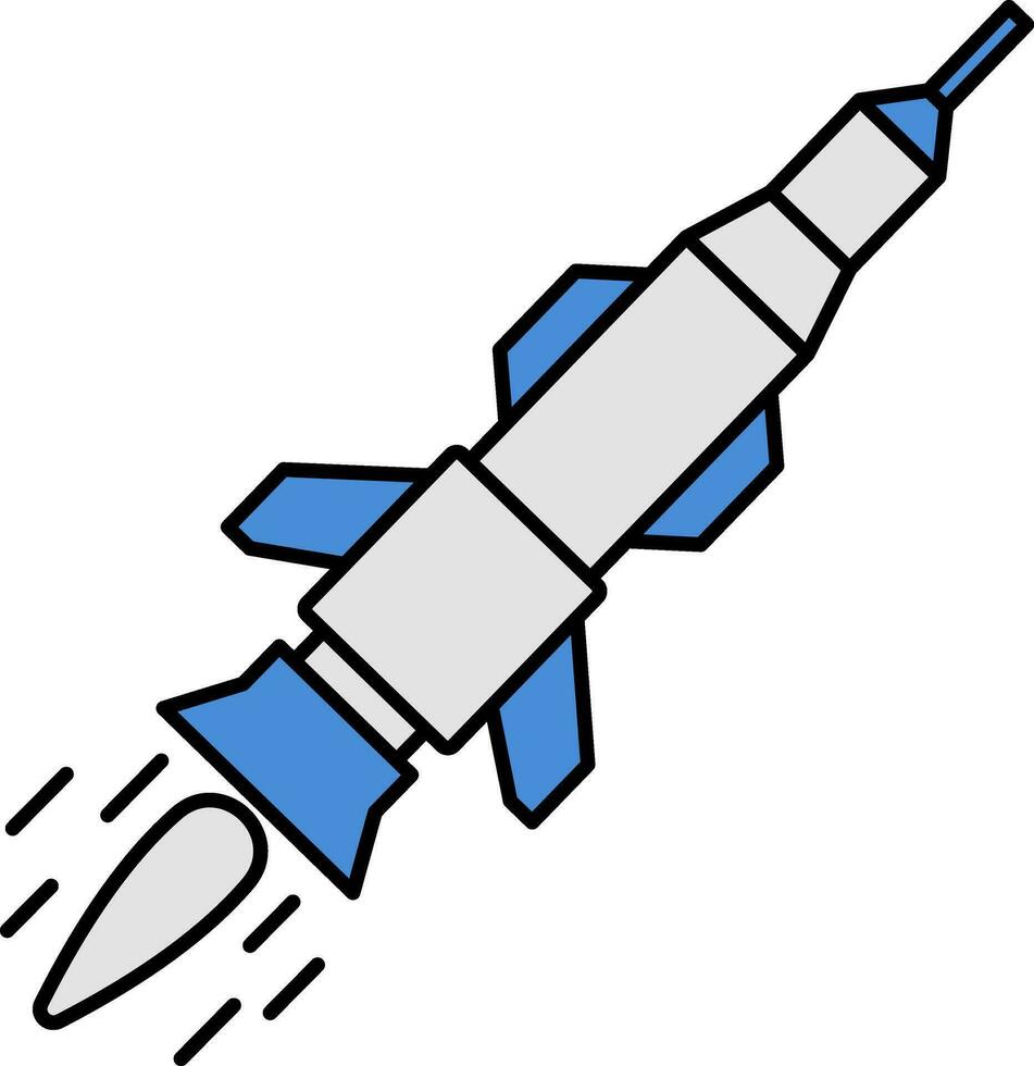 illustrazione di missile icona nel blu e grigio colore piatto stile. vettore