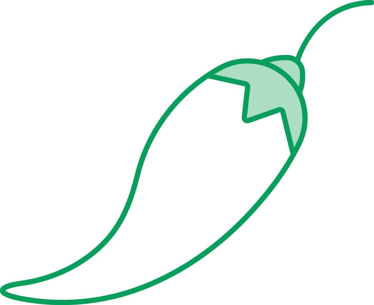 piatto stile peperoncino icona nel verde e bianca colore. vettore