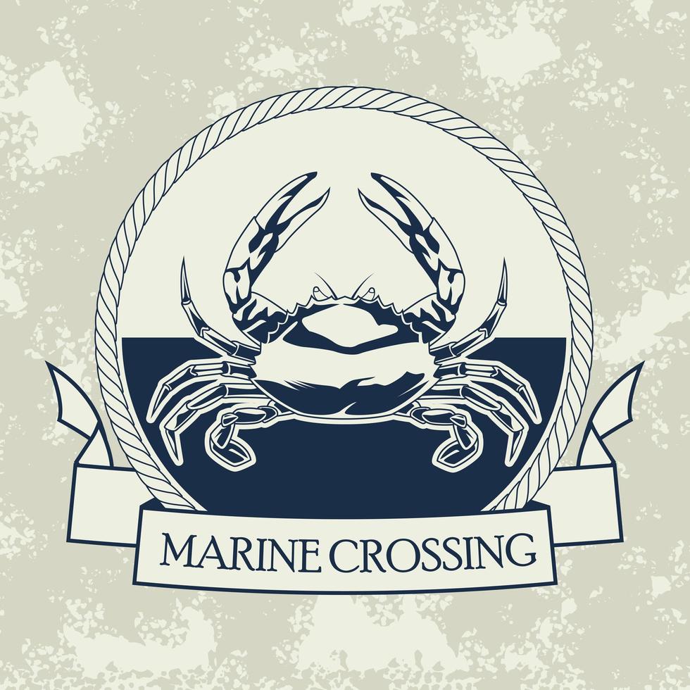emblema vintage nautico animale granchio vettore