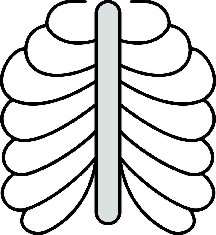 costola gabbia icona nel grigio e nero colore. vettore