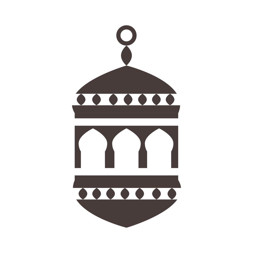 lanterna ornamento ramadan arabo celebrazione islamica silhouette icona di stile vettore