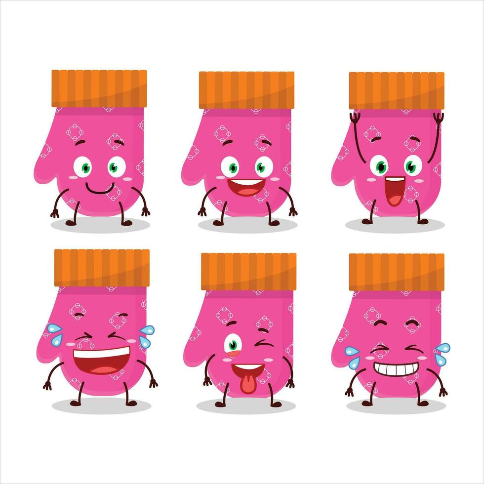 cartone animato personaggio di rosa guanti con Sorridi espressione vettore