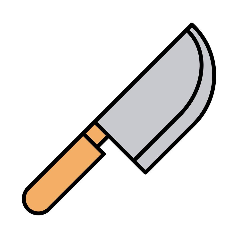 sushi orientale coltello utensile cucina linea e icona di stile di riempimento vettore