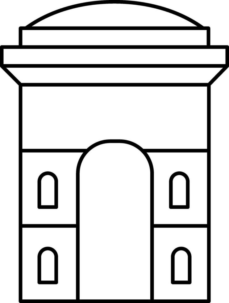 nero schema illustrazione di India cancello icona. vettore