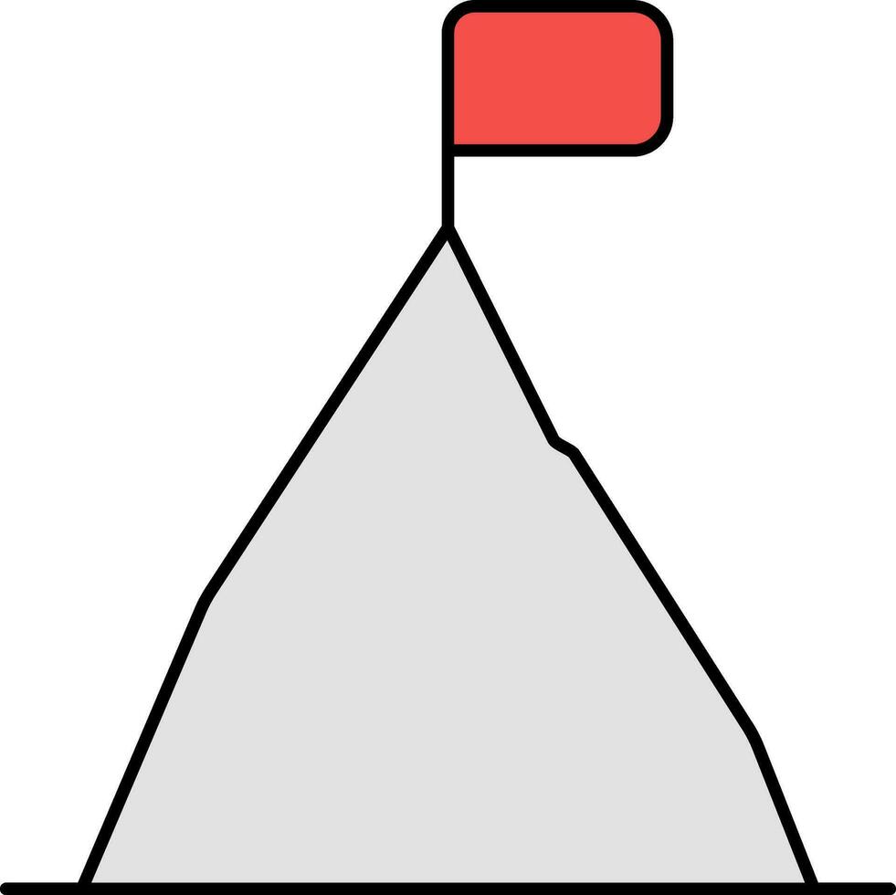 montagna con bandiera icona nel grigio e rosso colore. vettore