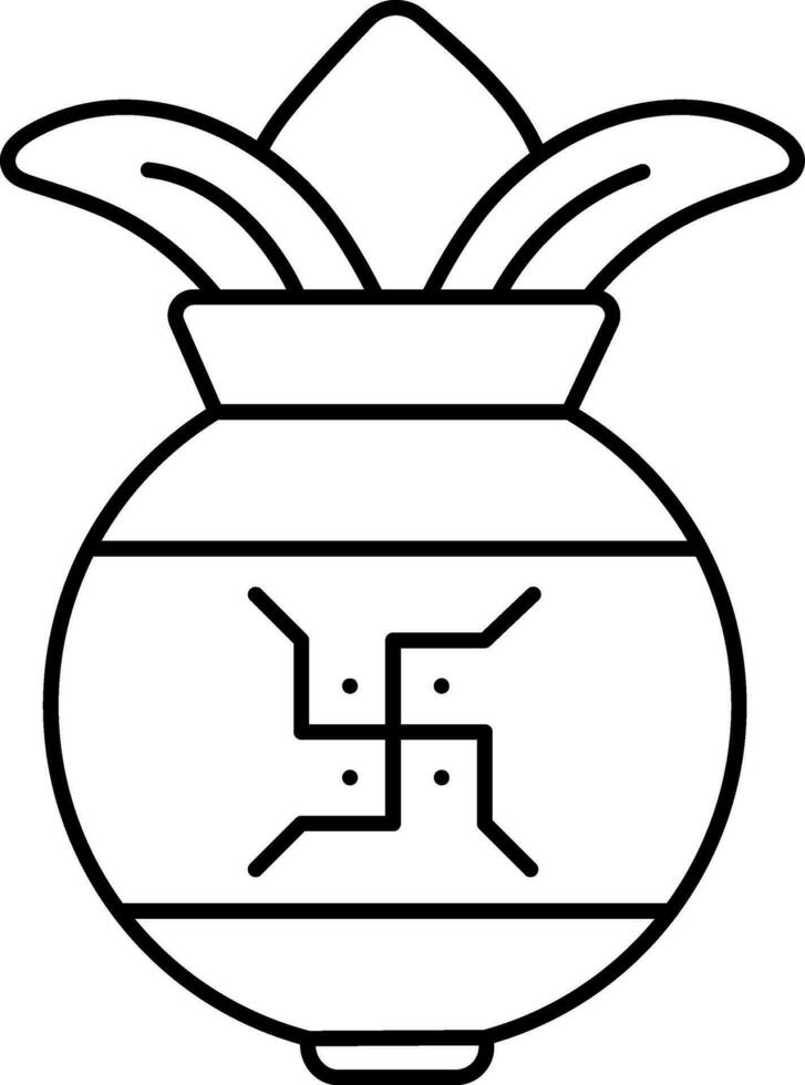 isolato tradizionale culto pentola o Kalash icona nel magro linea arte. vettore