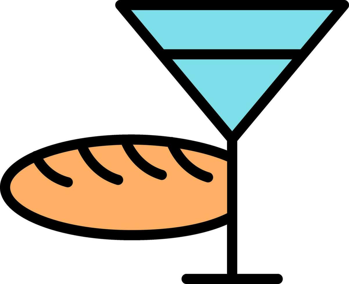 illustrazione di cocktail bicchiere con baguette. vettore