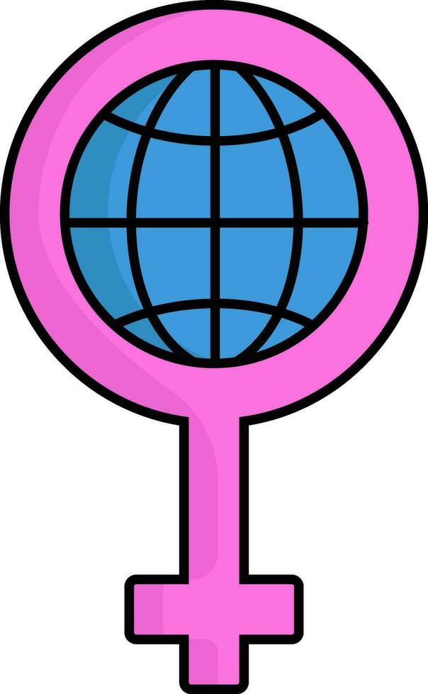 piatto globo con femmina Genere simbolo o icona nel rosa e blu colore. vettore