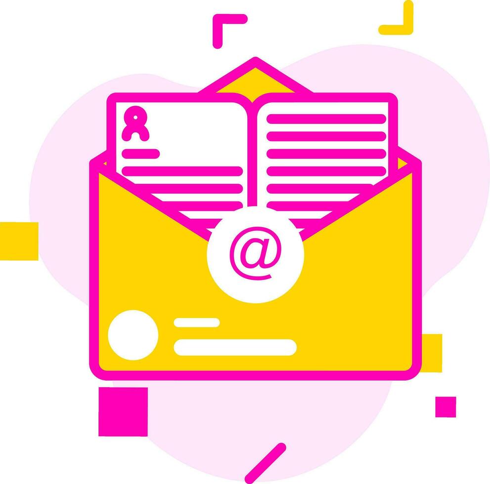rosa e giallo e-mail o Busta su astratto geometrico sfondo nel piatto stile. vettore