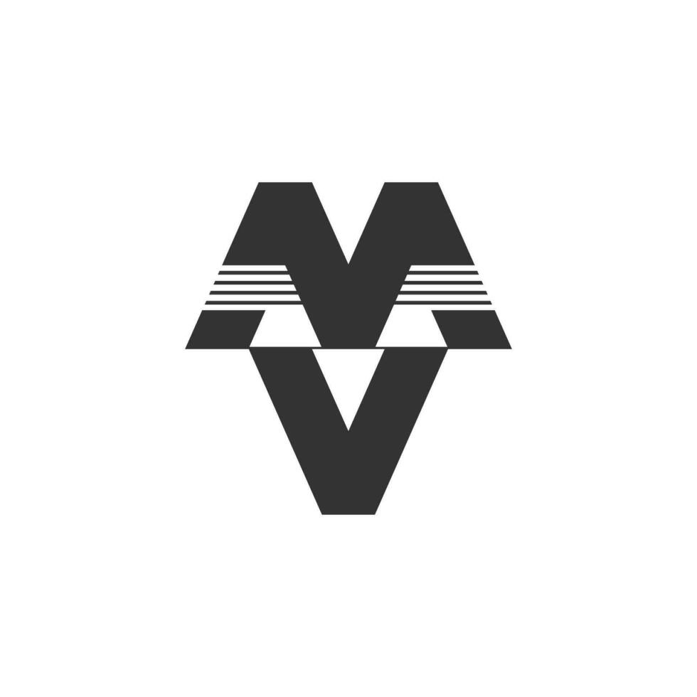 lettera mv strisce geometrico logo vettore