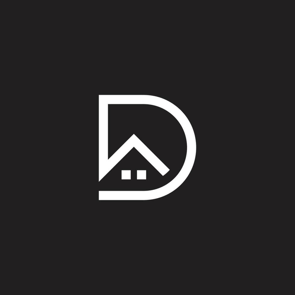 casa forma lettera d semplice geometrico linea simbolo logo vettore