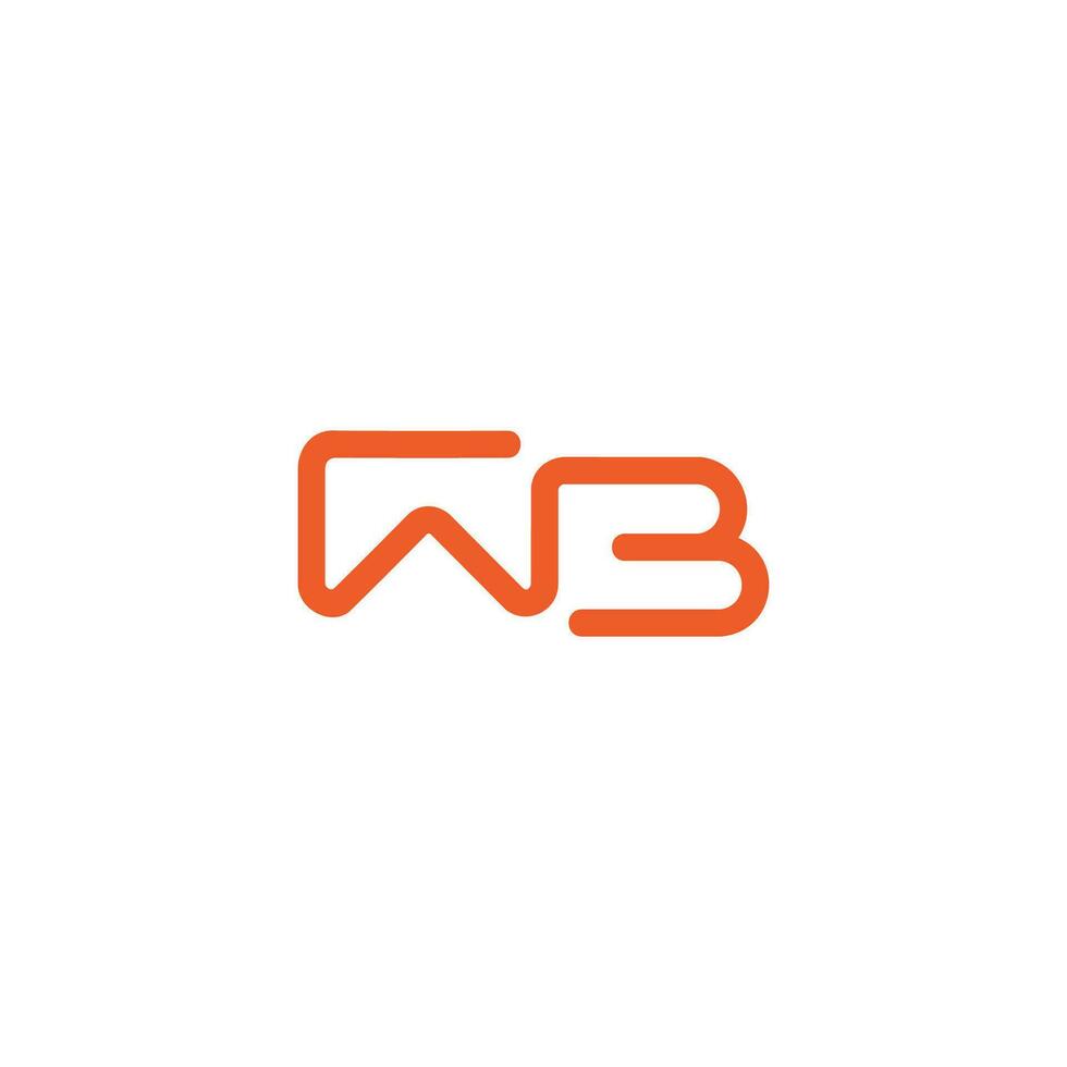 lettera wb monoline simbolo geometrico logo vettore