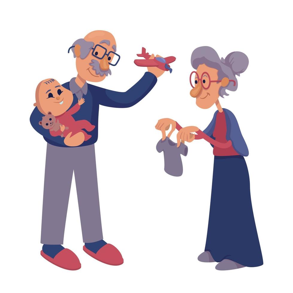nonni che giocano con illustrazione di cartone animato piatto infantile vettore