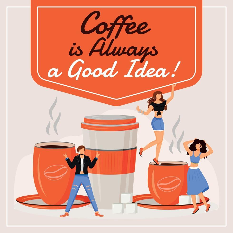 il caffè è sempre una buona idea post mockup sui social media vettore