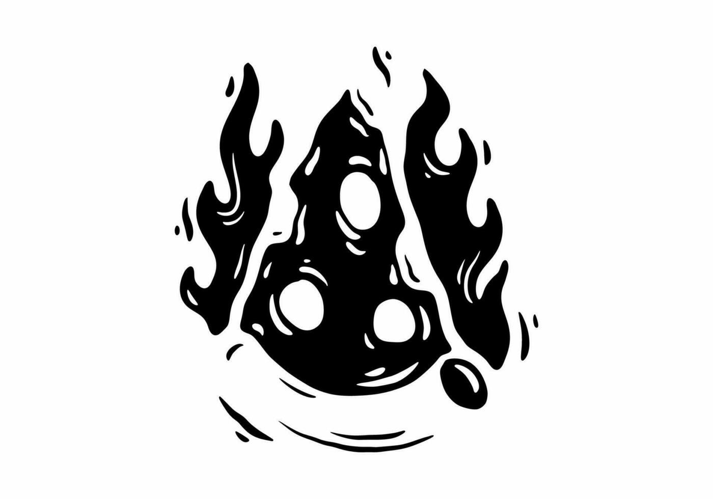 illustrazione tatuaggio di un' fetta Pizza con fuoco vettore