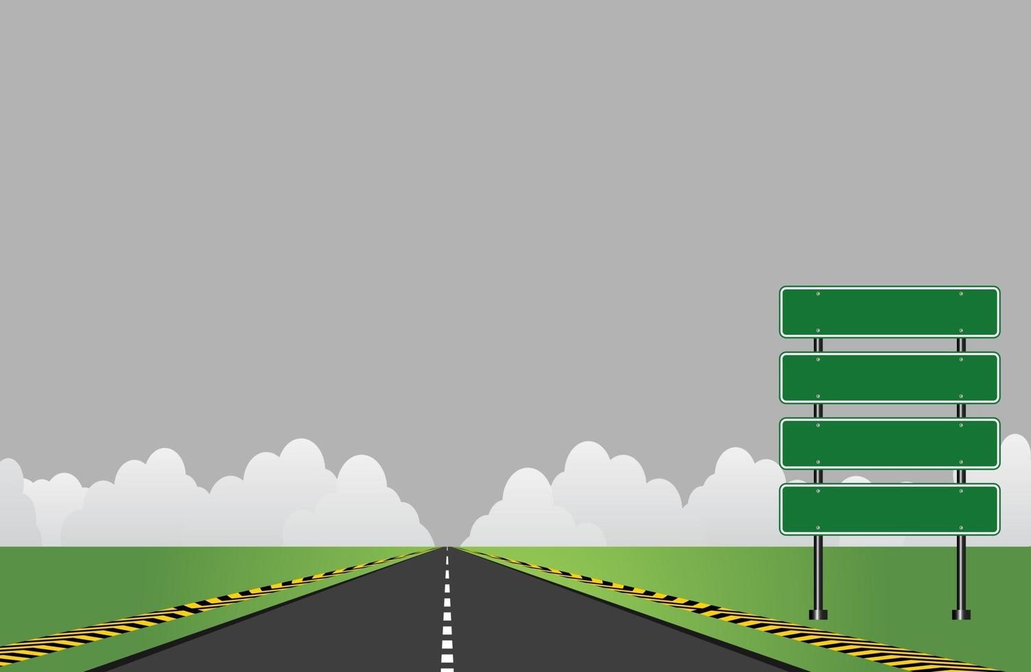 autostrada stradale segni bordo verde sulla strada vettore