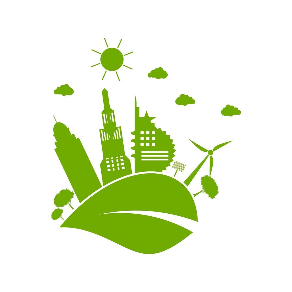 le città verdi aiutano il mondo con idee concettuali ecocompatibili vettore