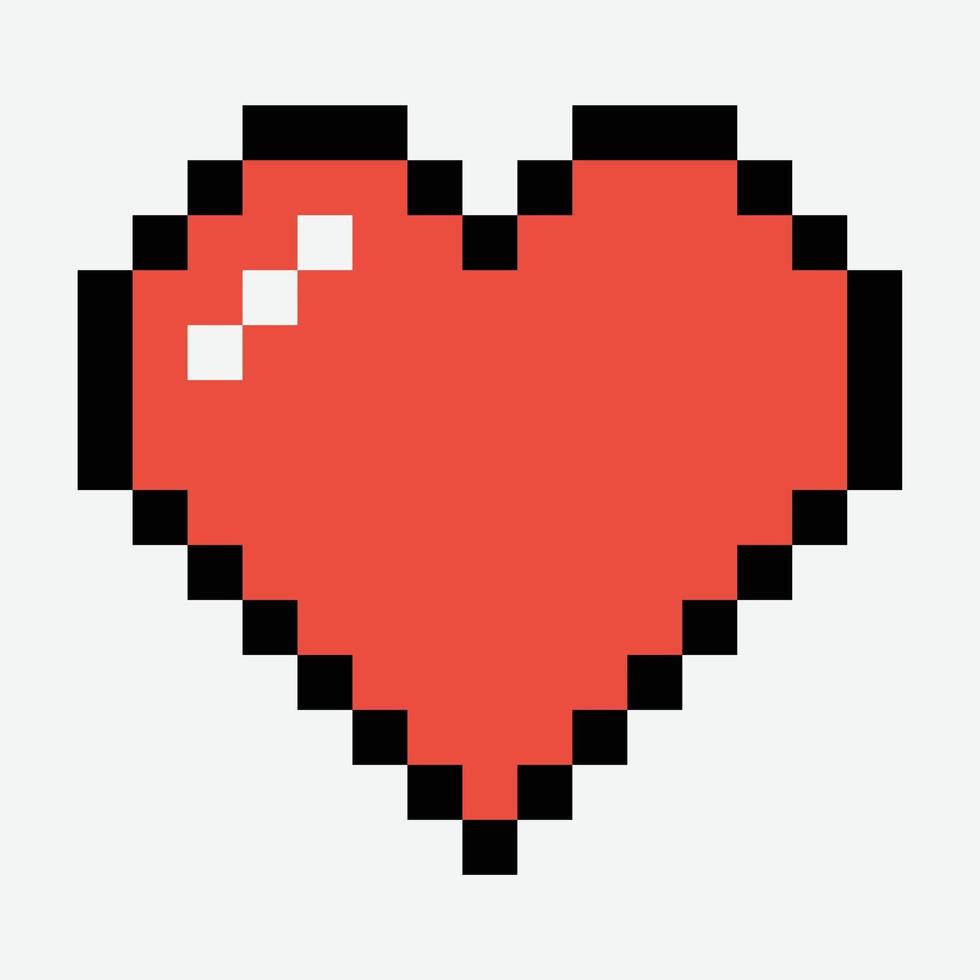 cuore rosso pixel art vettore