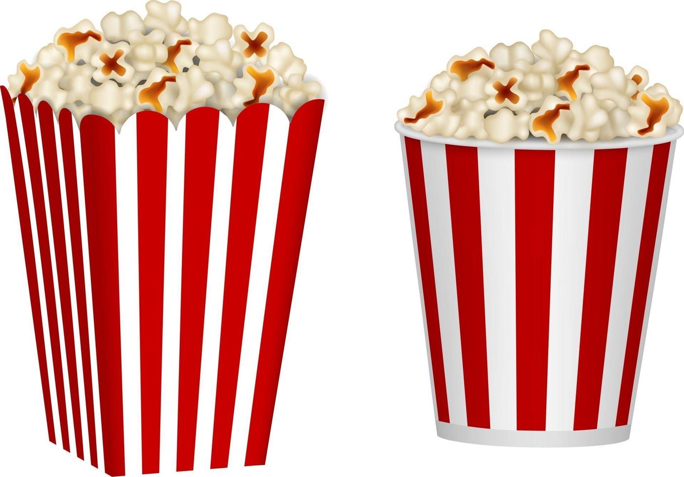 contenitori di cartone isolati di popcorn vettore