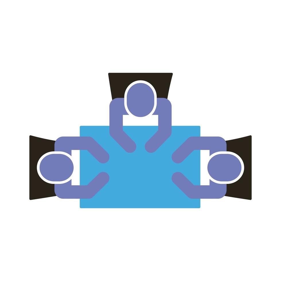figure di lavoro di squadra di uomini d'affari nell'icona di stile piano tabella vettore
