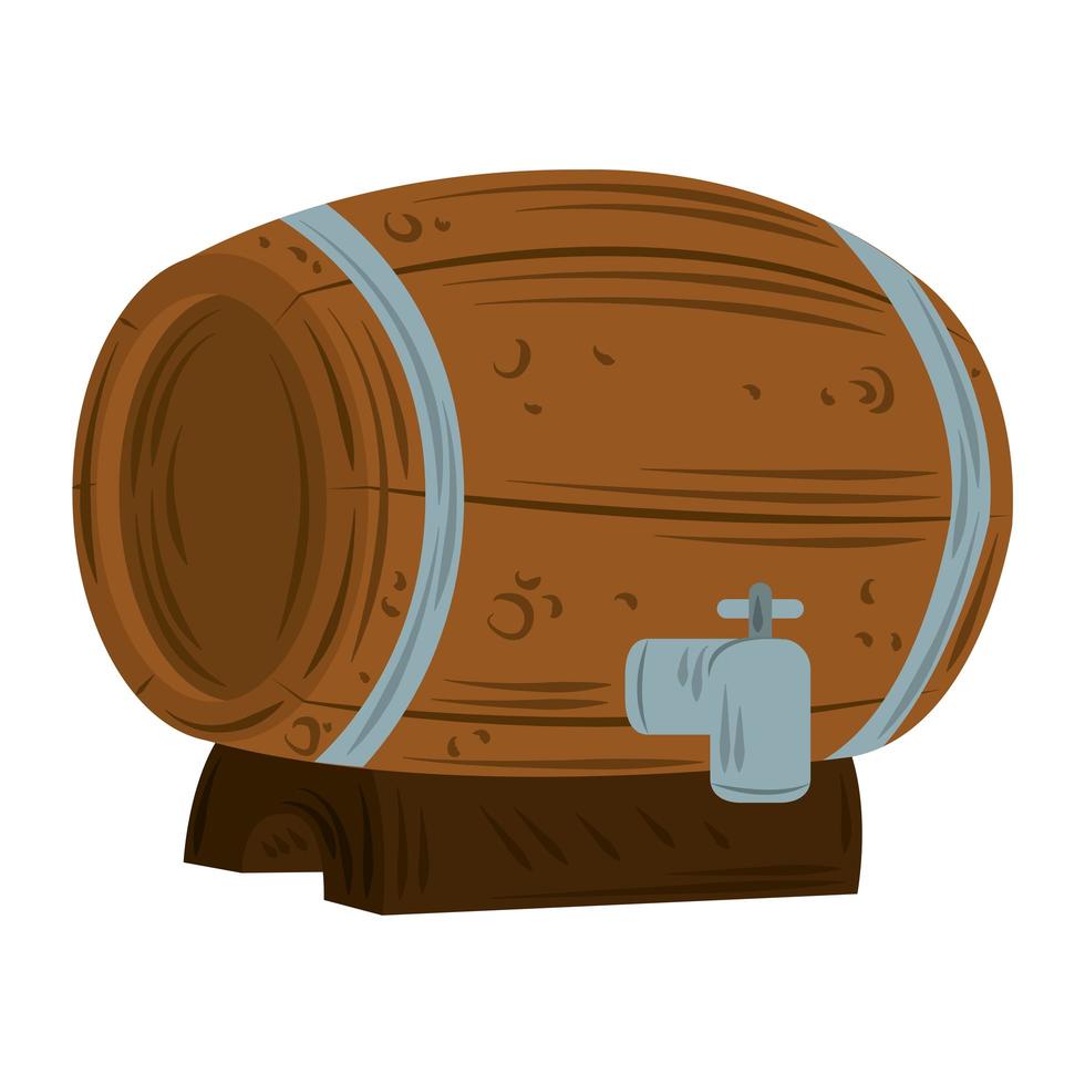 barile di birra in legno con icona del rubinetto vettore piatto