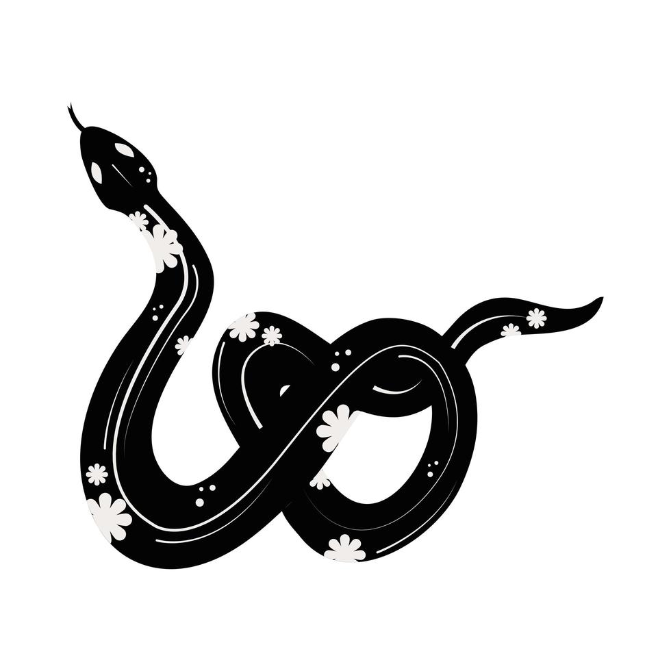 tatuaggio serpente floreale vettore