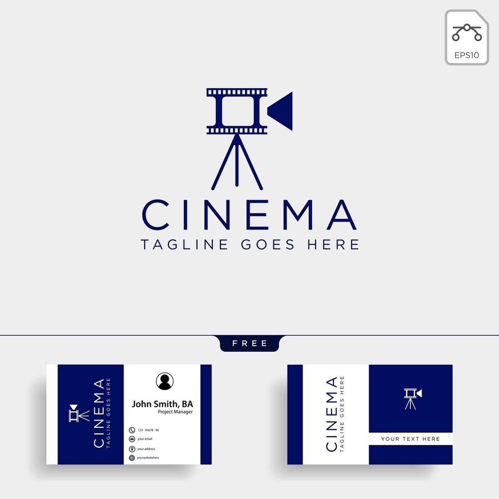 video cinema con treppiede semplice modello logo con colore nero illustrazione vettoriale icona elemento isolato file vettoriale