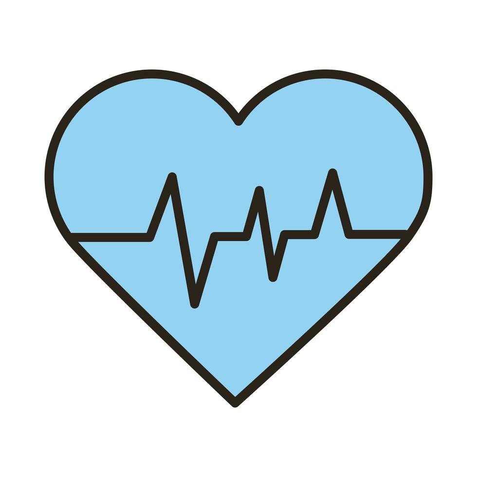 linea di impulso di cardiologia del cuore medico e icona di riempimento vettore