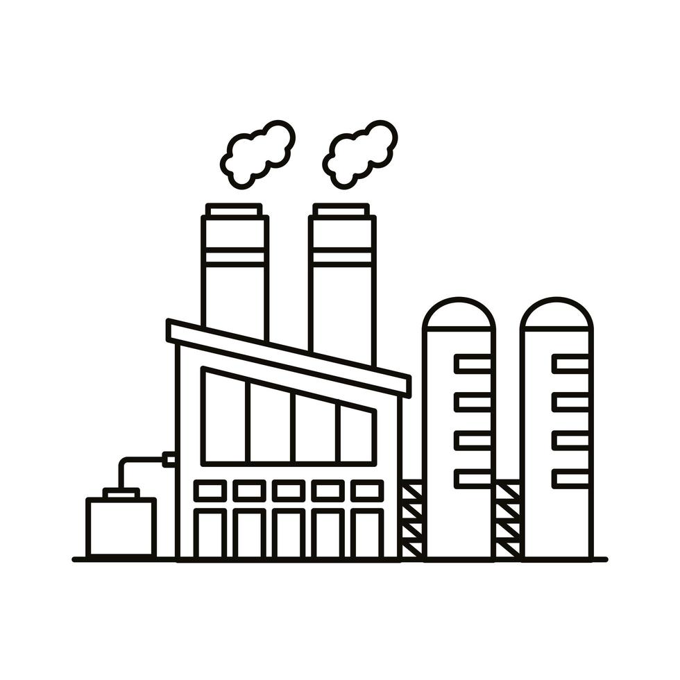 icone di stile di linea di edifici industriali e camini di industria vettore