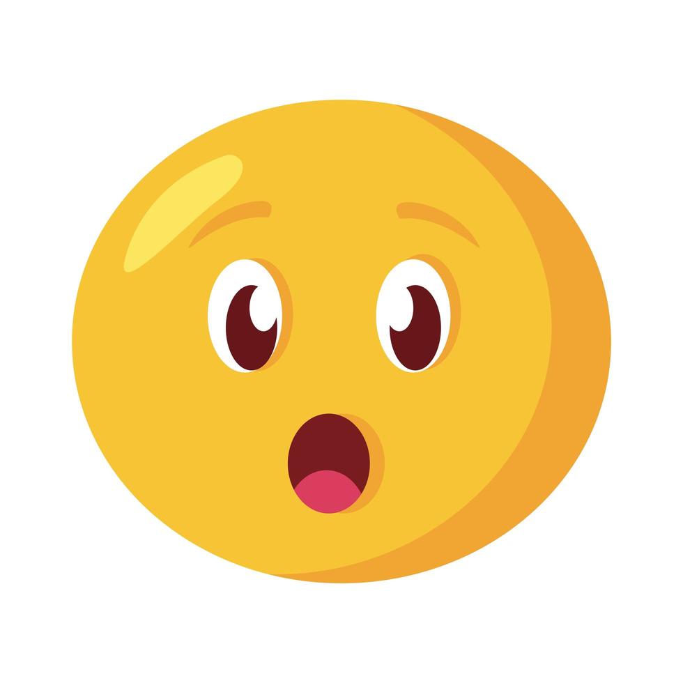 Icona di stile piatto classico faccia emoji terrorizzata vettore