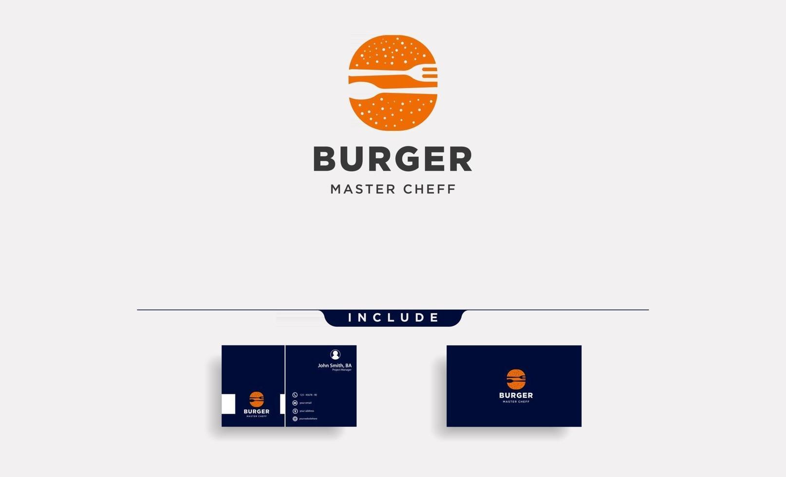 Hamburger cucchiaio forchetta semplice piatto logo design illustrazione vettoriale icona elemento
