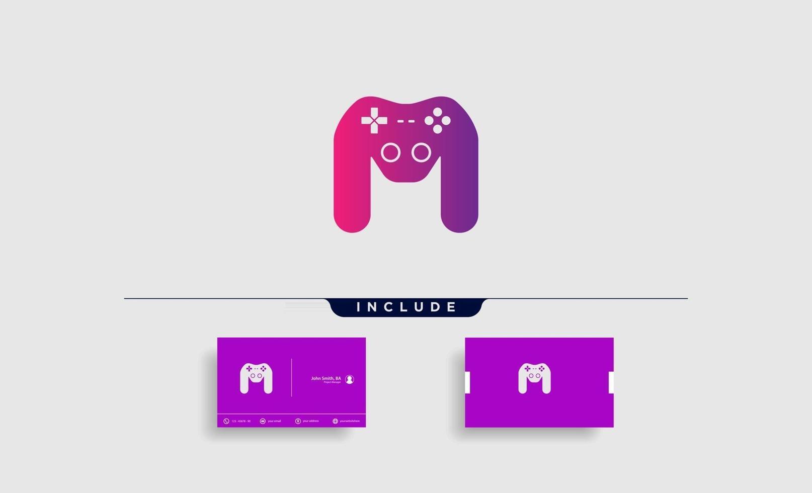 lettera m game logo design template vector illustration gamepad icon element vector