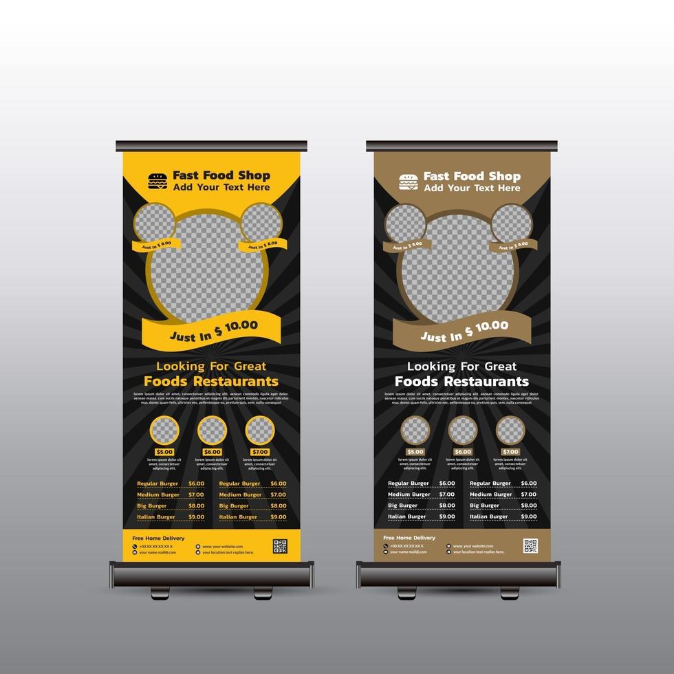 banner roll up fast food vettore