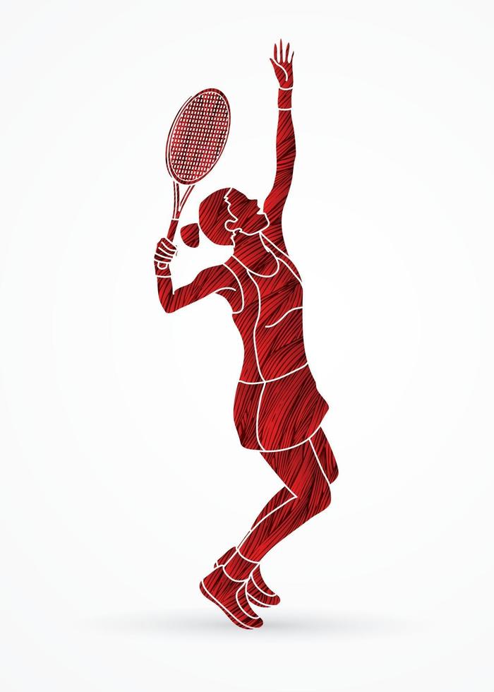 azione del giocatore di tennis femminile vettore