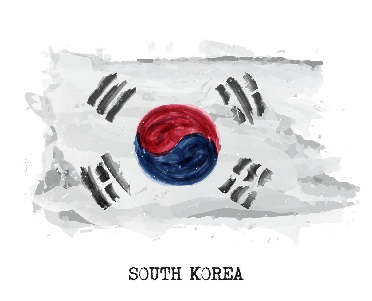 la pittura ad acquerello bandiera della corea del sud vettore