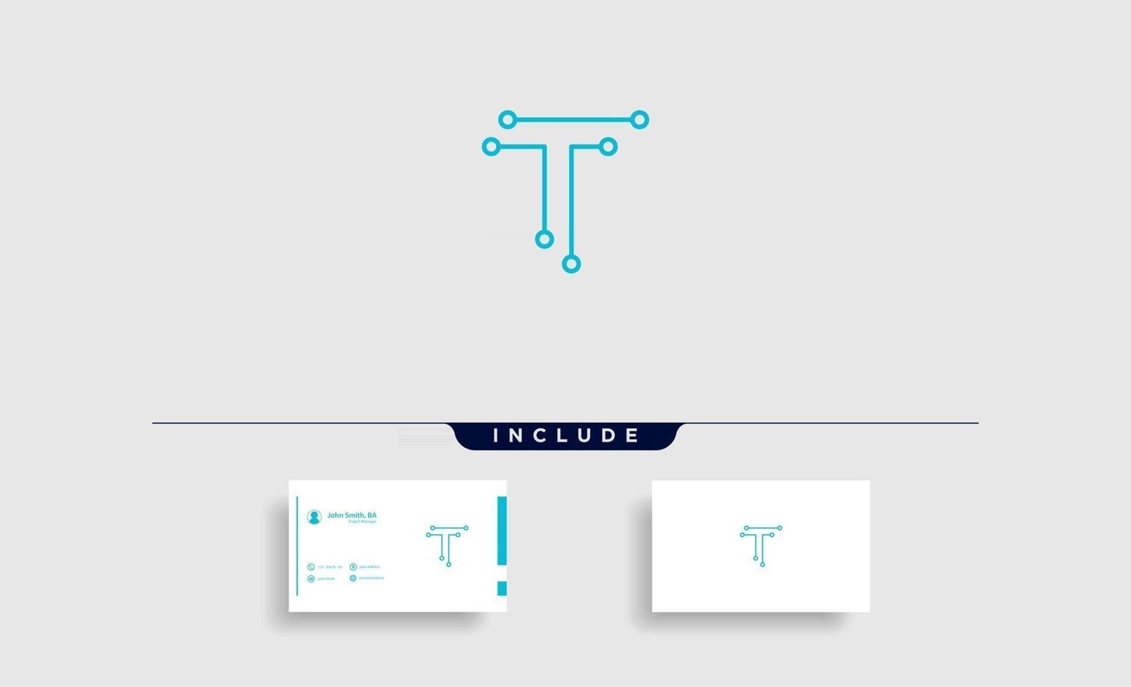 lettera t tech logo disegno vettoriale