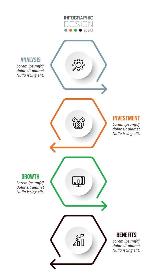 Modello di infografica del flusso di lavoro in 4 fasi vettore