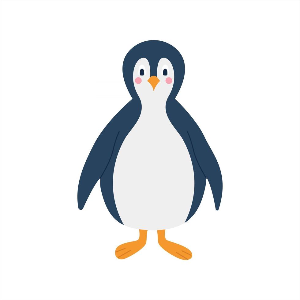 simpatico pinguino divertente su uno sfondo bianco immagine vettoriale in stile piatto cartone animato per bambini poster cartoline abbigliamento e interni