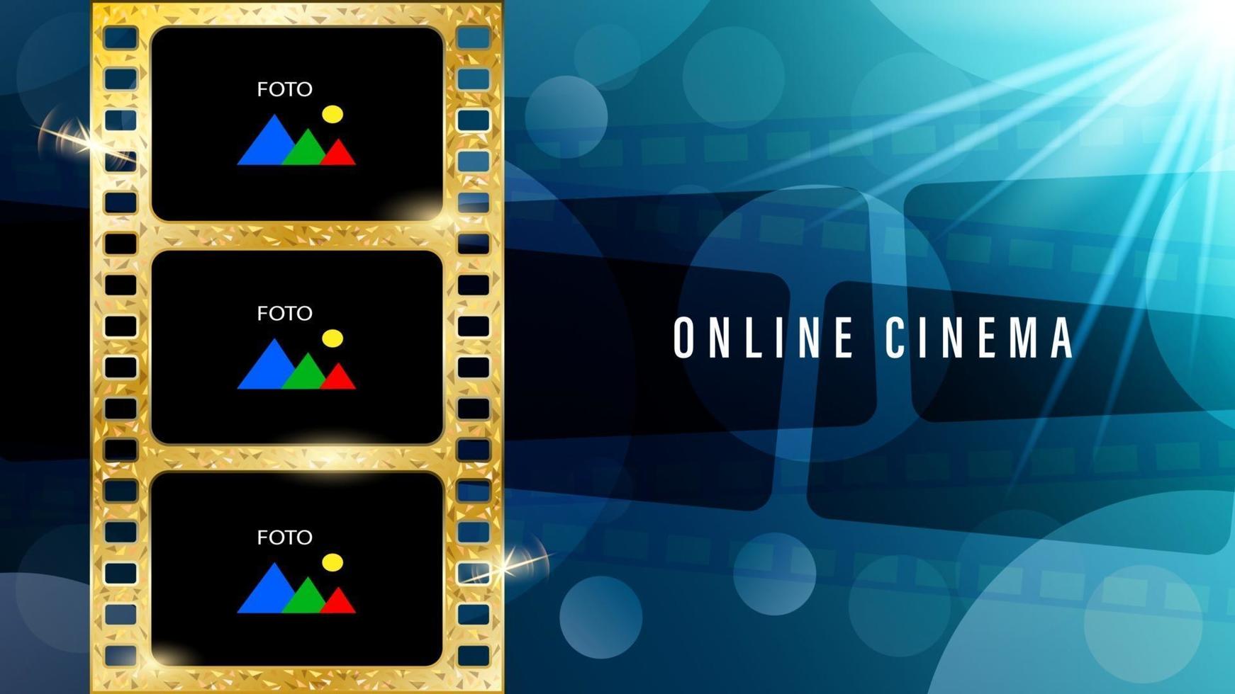 sfondo di striscia di pellicola oro cinema online vettore