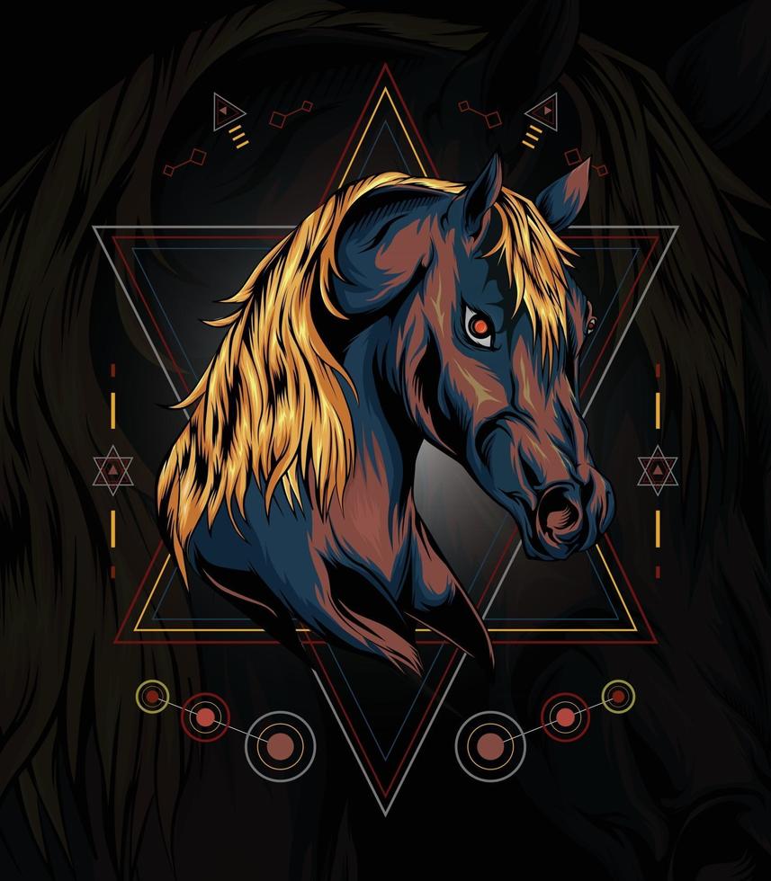mitico cavallo illustrazione su ornamento sacro vettore