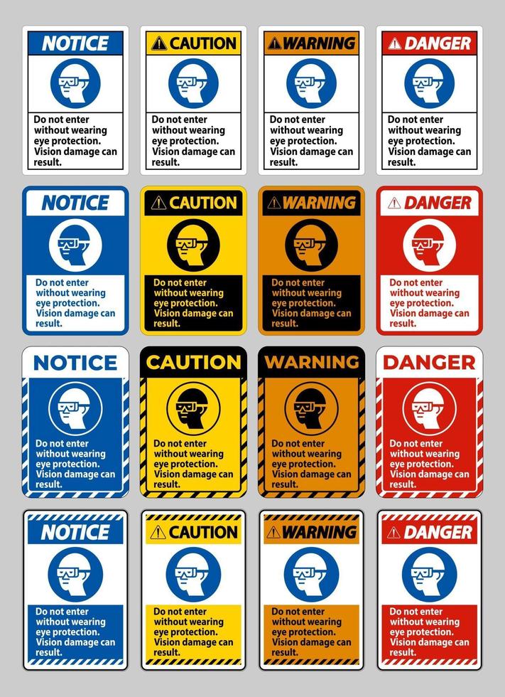 non entrare senza indossare una protezione per gli occhi, si possono provocare danni alla vista vettore