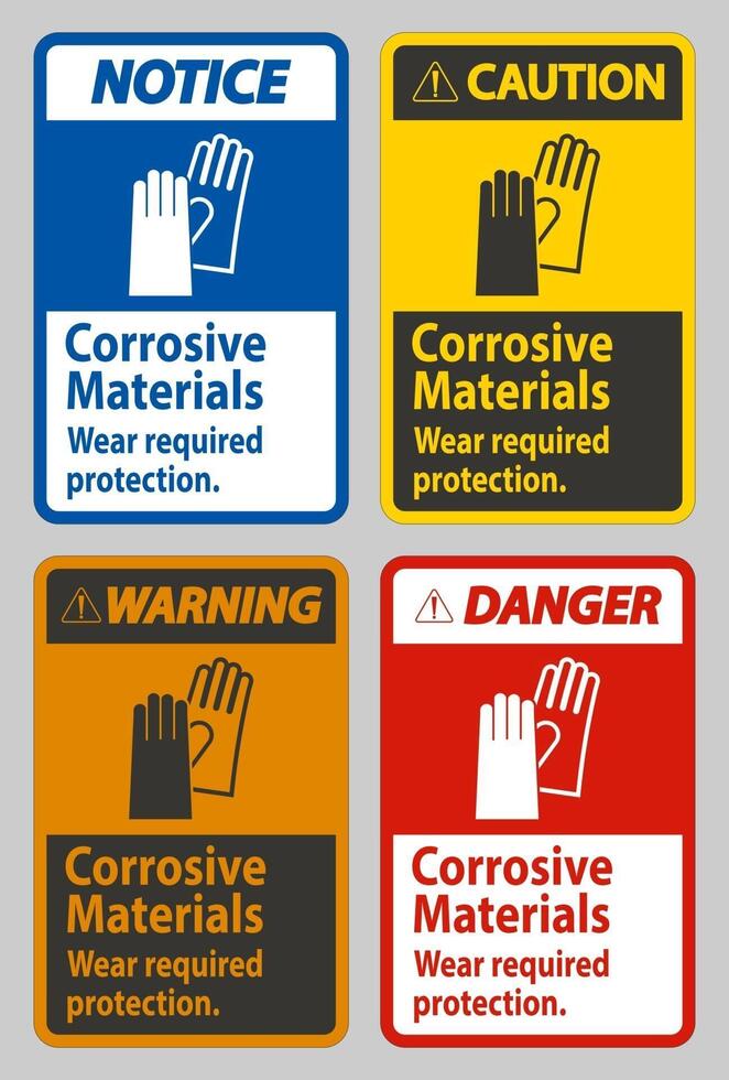 i materiali corrosivi indossano la protezione richiesta vettore